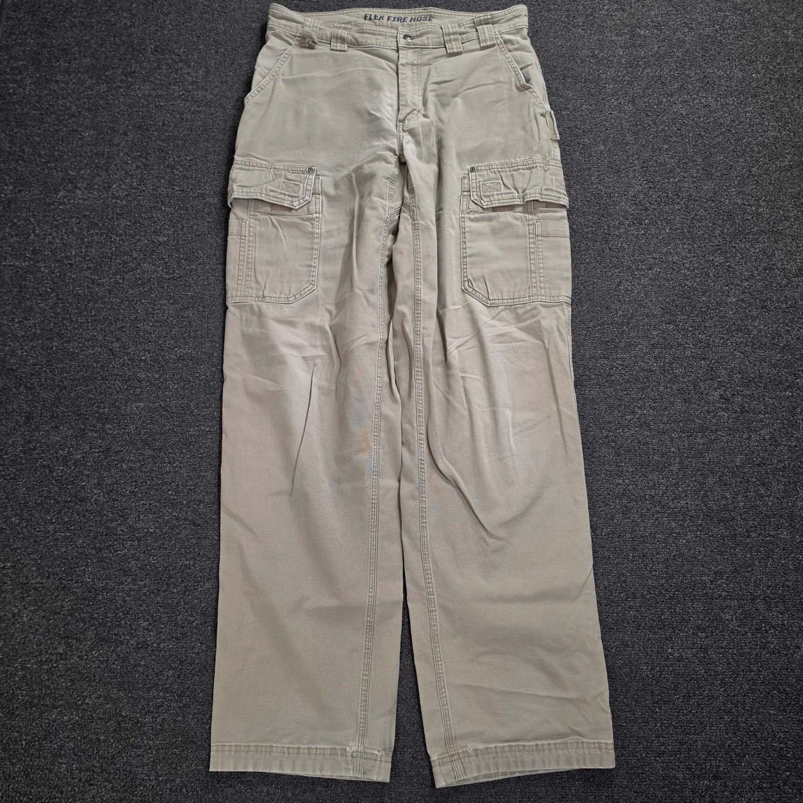 Duluth Trading Co Flex Fire Hose Cargo Pants Mens 34x36 Tan Khaki Work Utility